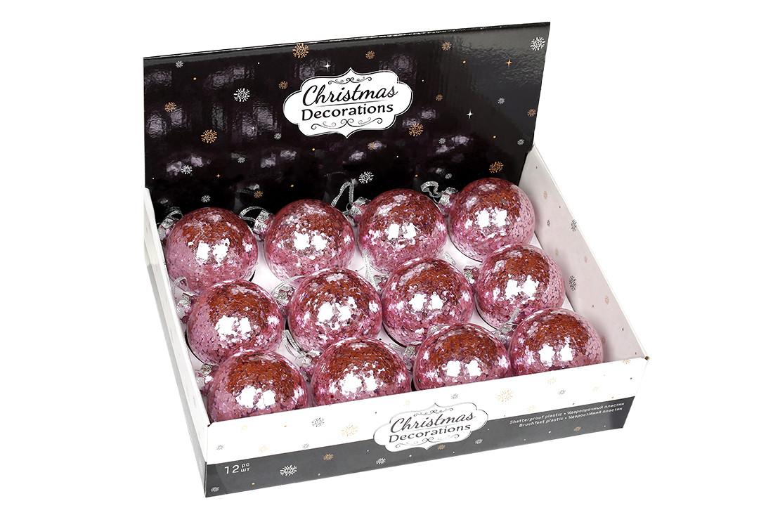 

Елочный шар 8см розовый с пайетками внутри BonaDi 898-214