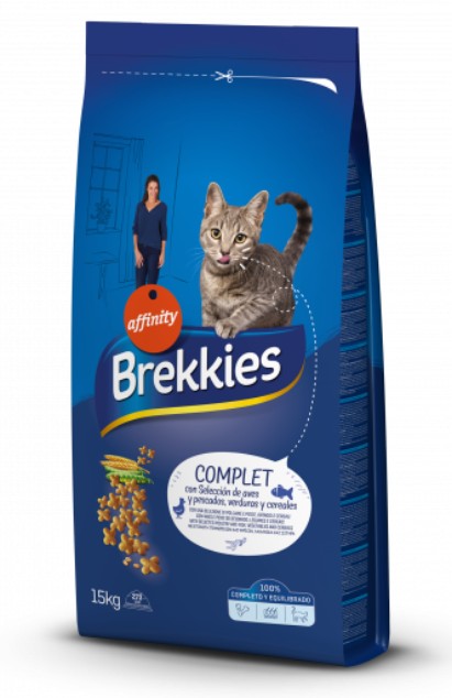 

Сухой корм для кошек Brekkies Cat Complet полноценный рацион для взрослых с рыбой и курицей 15 кг