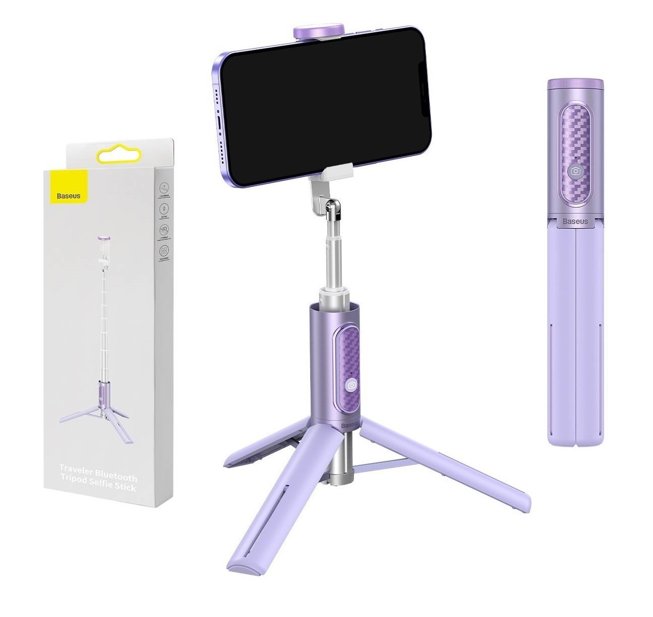 

Селфи-палка Baseus Traveler Bluetooth Tripod Selfie Stick 195-805mm для iPhone|Android purple