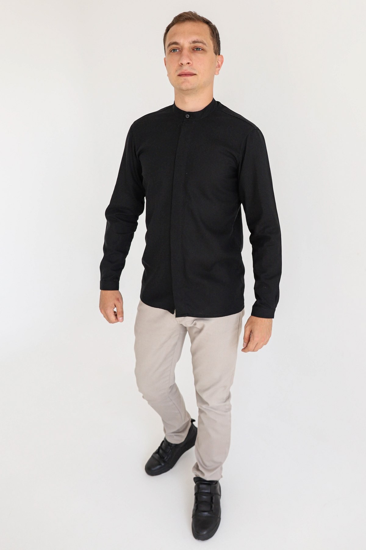

Рубашка лён URSUS AMBLY черная slim fit, Рубашка лён URSUS AMBLY черная slim fit 2XL