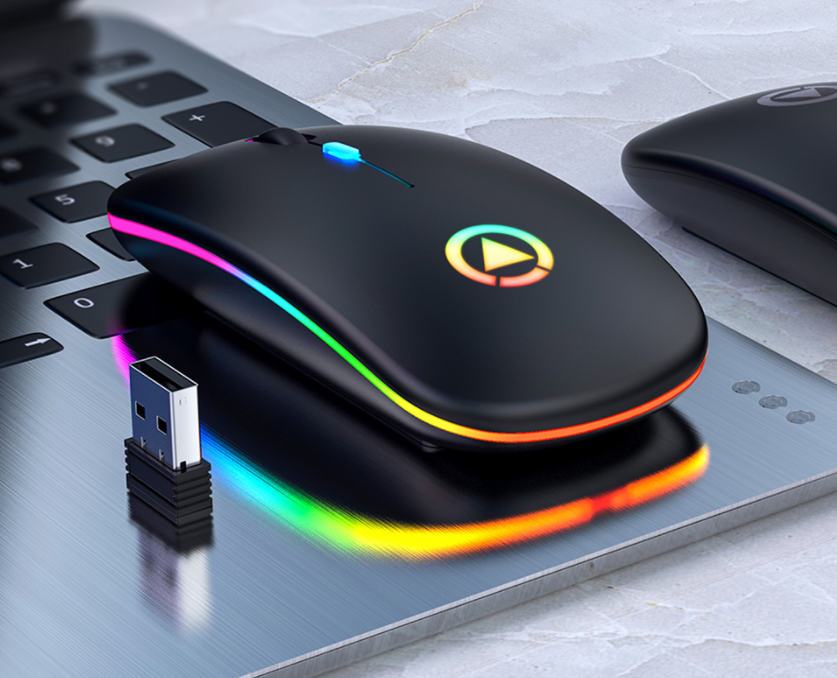 

Мышь беспроводная FlyBat A2 бесшумные клавиши 1600 dpi RGB подсветка на аккумуляторе черная