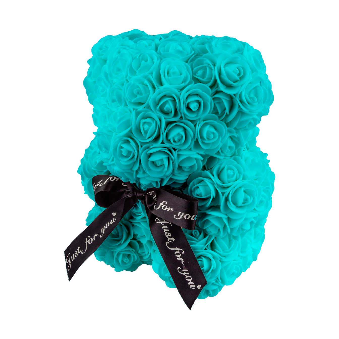 

Мишка из 3D роз 25 см бирюзовый