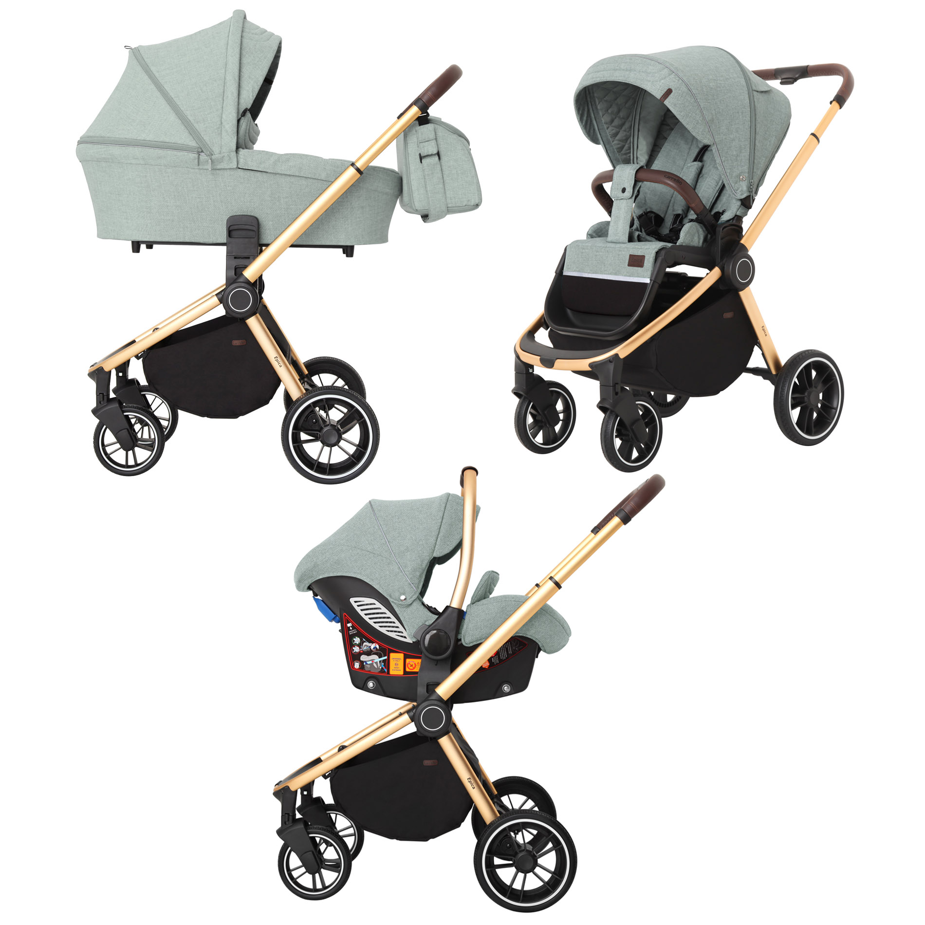 

Коляска универсальная CARRELLO Epica CRL-8511 (3in1) Tea Green +дождевик /1/