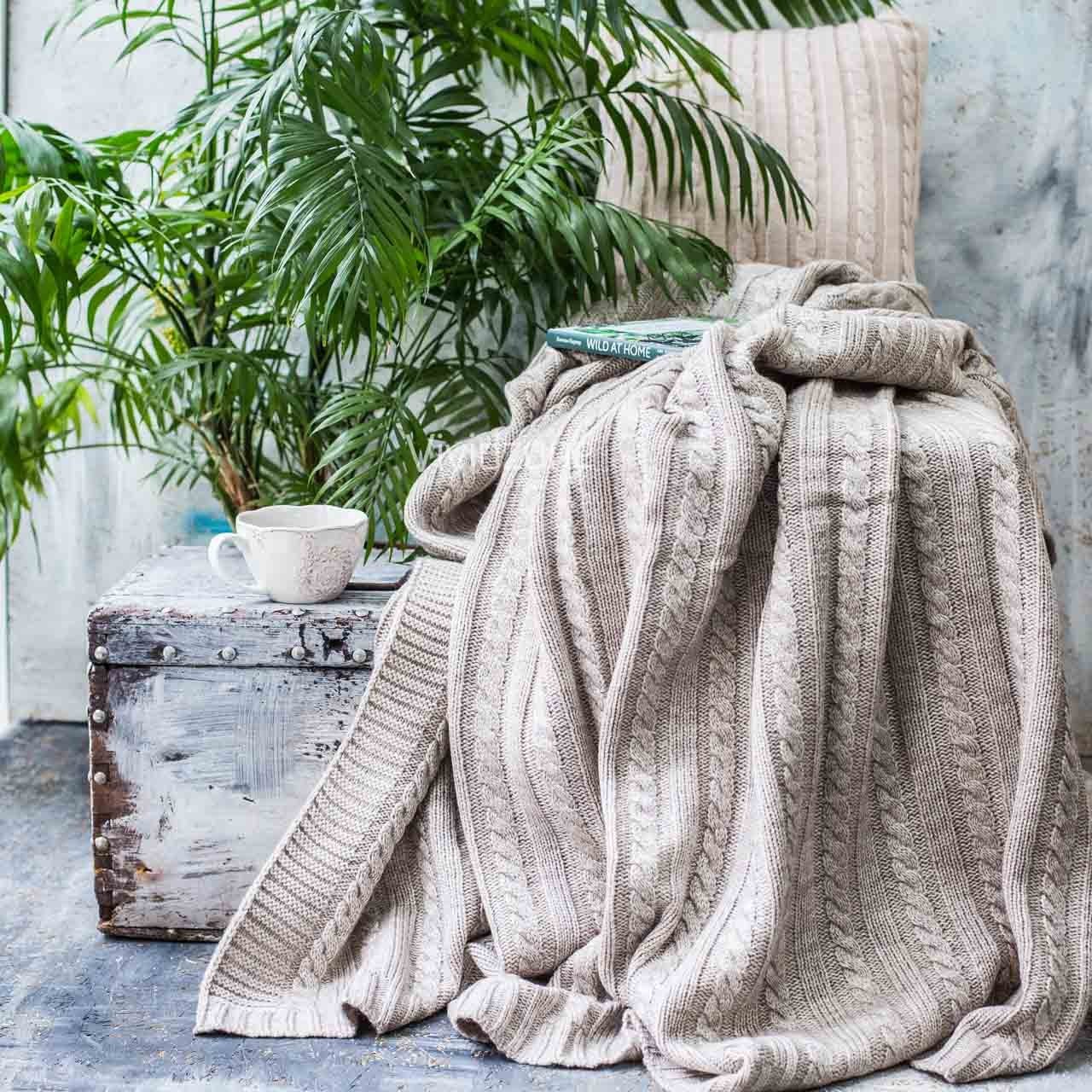 

Плед вязаный КЛАССИК 160x210 бежевый