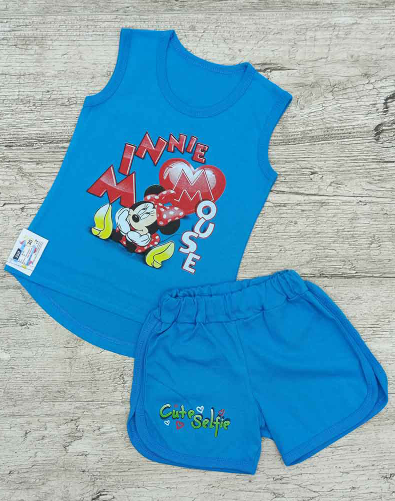 

Комплект майка шорти для дівчинки бірюзові Minnie Mouse 00152, 110-122 см. (5-6 років)