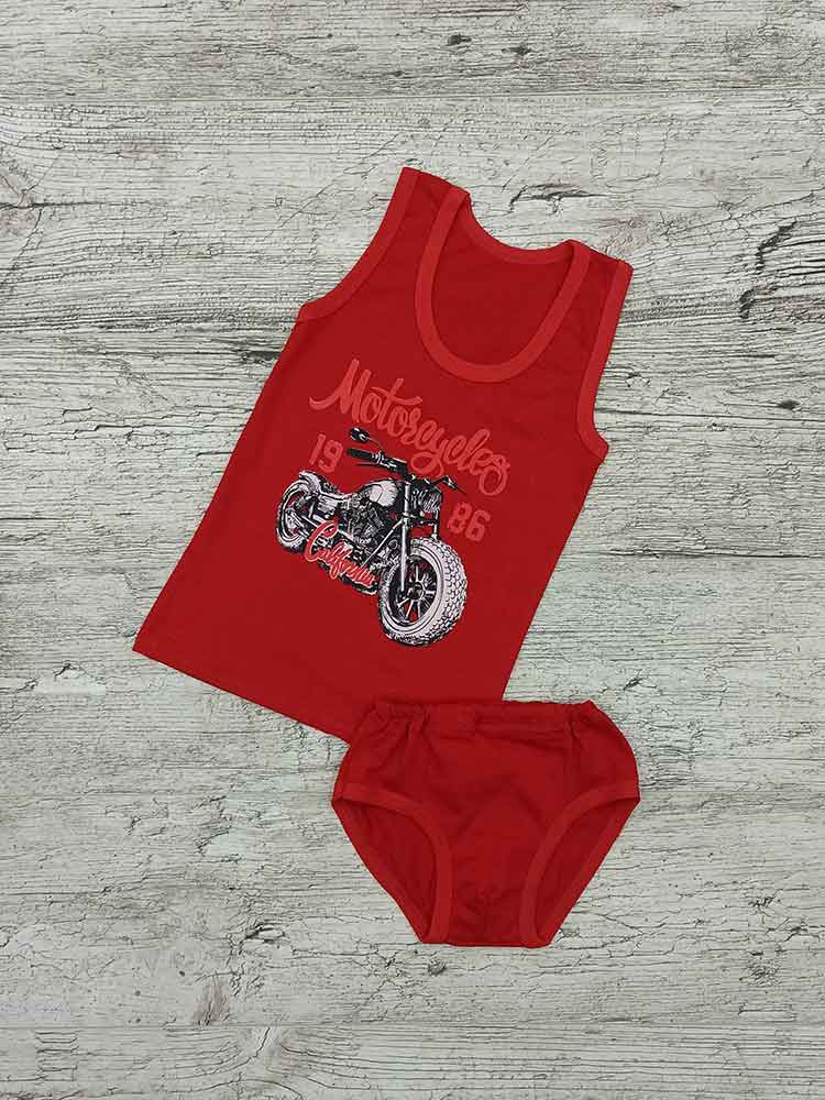 

Комплект майка труси для хлопчиків червоні Biker 00188, 122-134 см. (7-8 років)