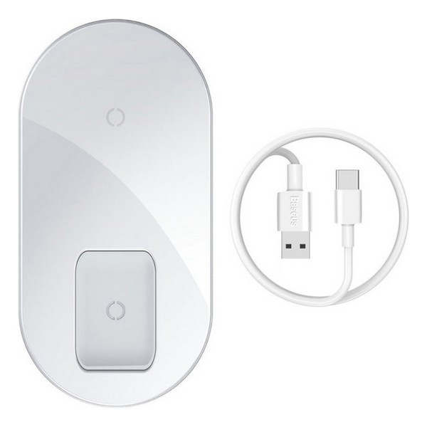 

Бездротовий зарядний Baseus Simple 2in1 Wireless Charger Pro Edition For Phones+Pod White
