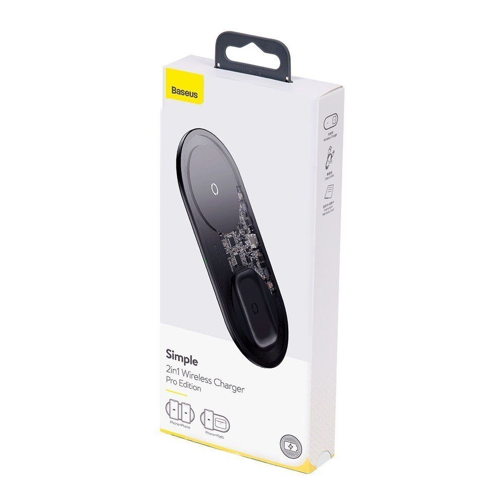 

Бездротовий зарядний Baseus Simple 2in1 Wireless Charger Pro Edition For Phones+Pod Transparent