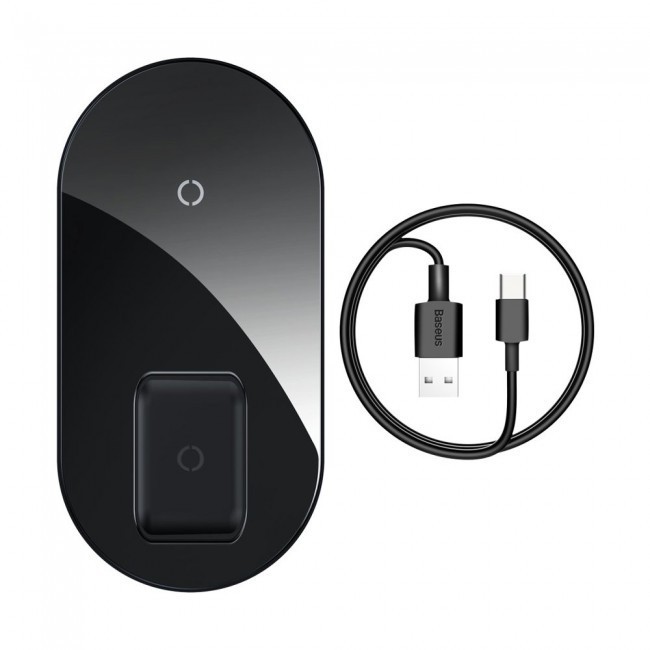 

Бездротовий зарядний Baseus Simple 2in1 Wireless Charger Pro Edition For Phones+Pod Black