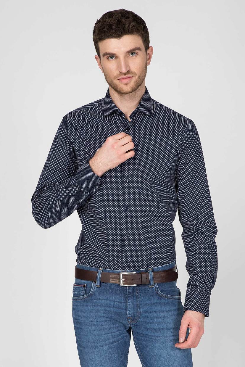 

Мужская темно-синяя рубашка с принтом PRINT CLASSIC SLIM Tommy Hilfiger 42 TT0TT06451