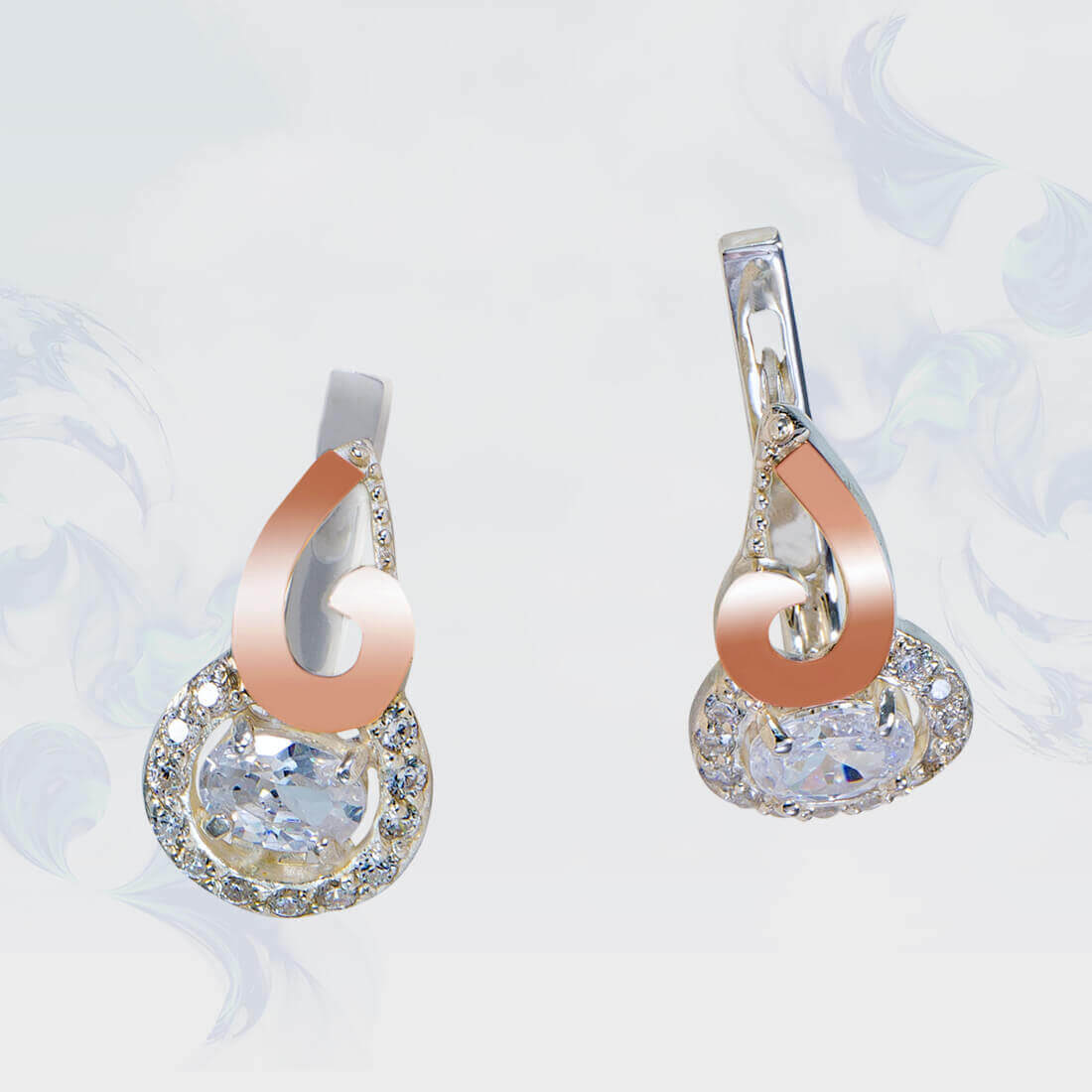 

Серьги из серебра с золотыми вставками SilverUA модель 169