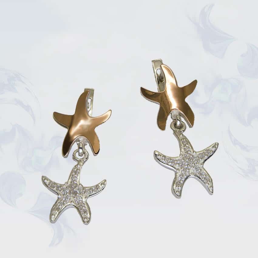 

Серьги из серебра с золотыми вставками SilverUA модель 119