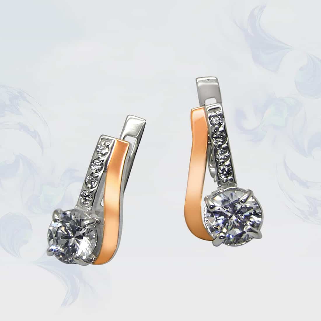 

Серьги из серебра с золотыми вставками SilverUA модель 069
