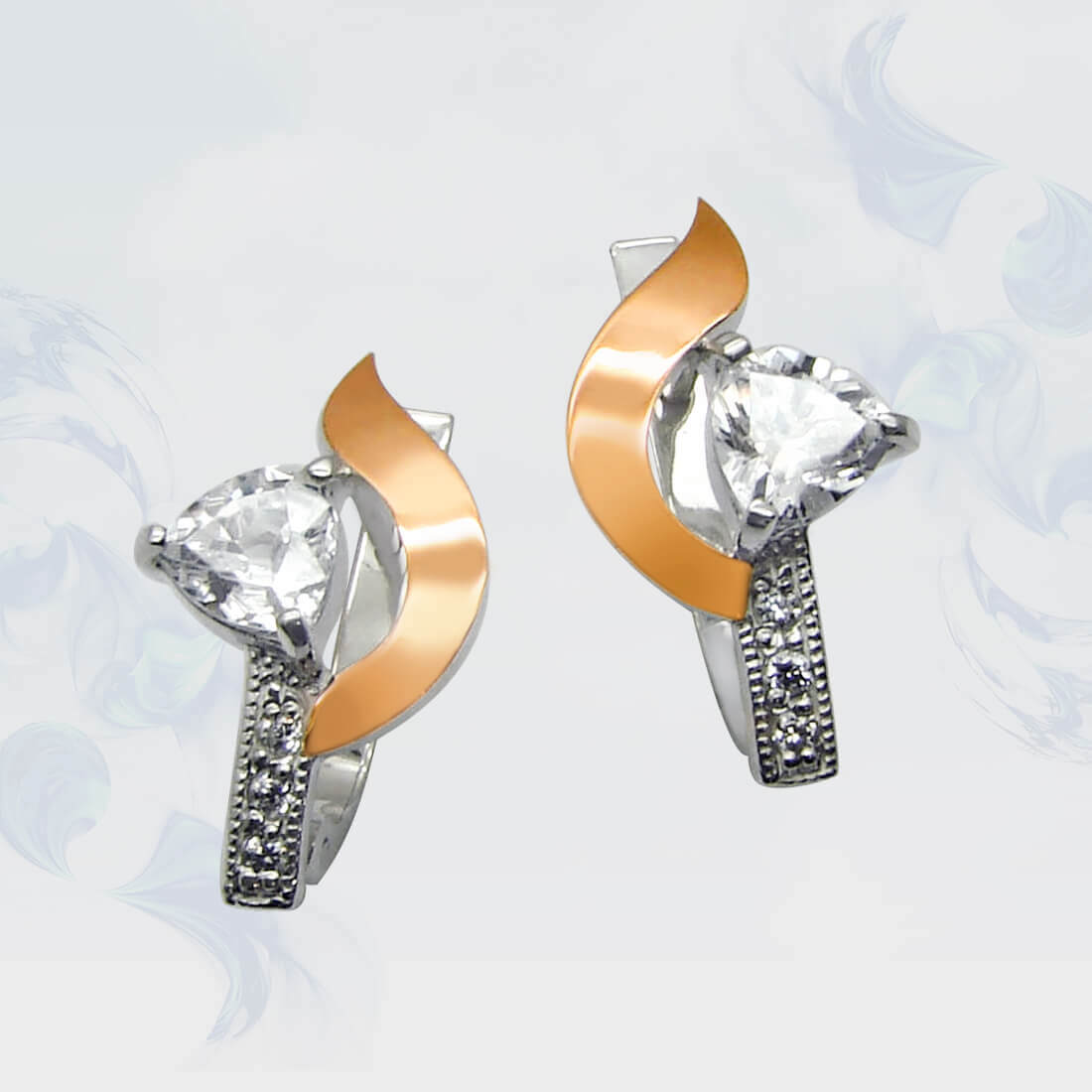 

Серьги из серебра с золотыми вставками SilverUA модель 063