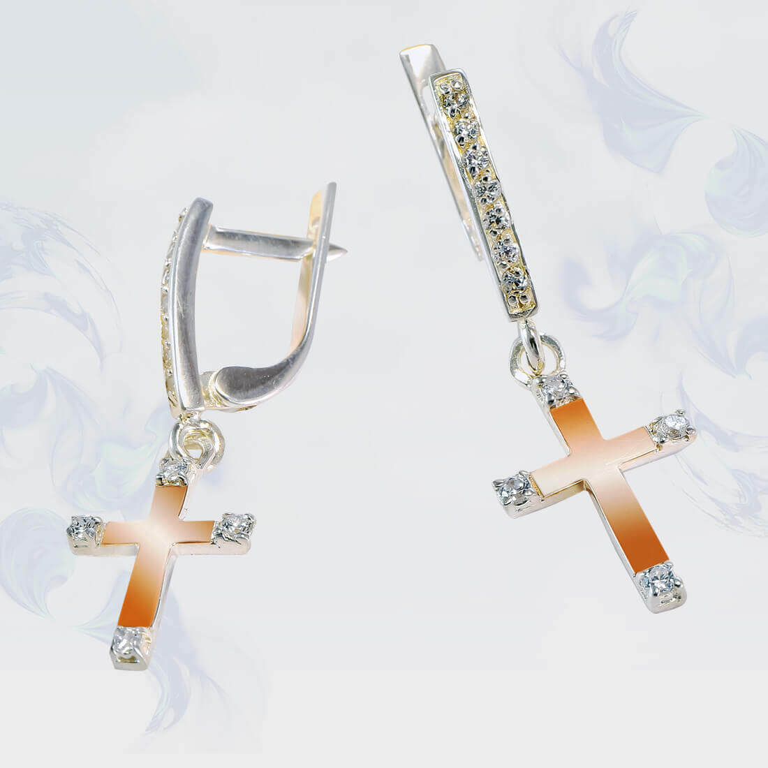 

Серьги из серебра с золотыми вставками SilverUA модель 189/1