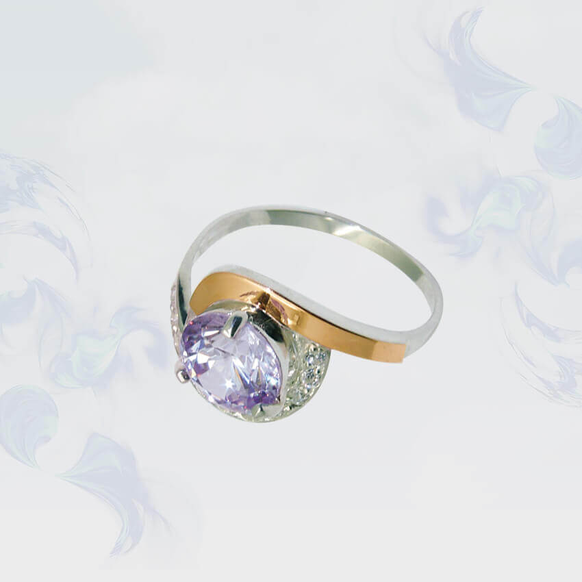 

Кольцо из серебра с золотыми вставками SilverUA модель 068 (размер 19,5)
