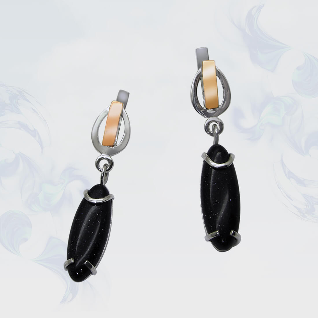 

Серьги из серебра с золотыми вставками SilverUA модель 064
