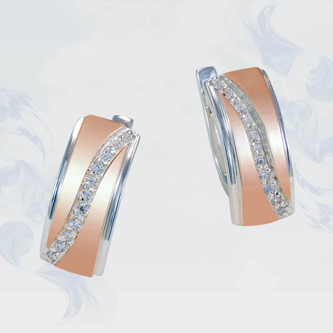 

Серьги из серебра с золотыми вставками SilverUA модель 177