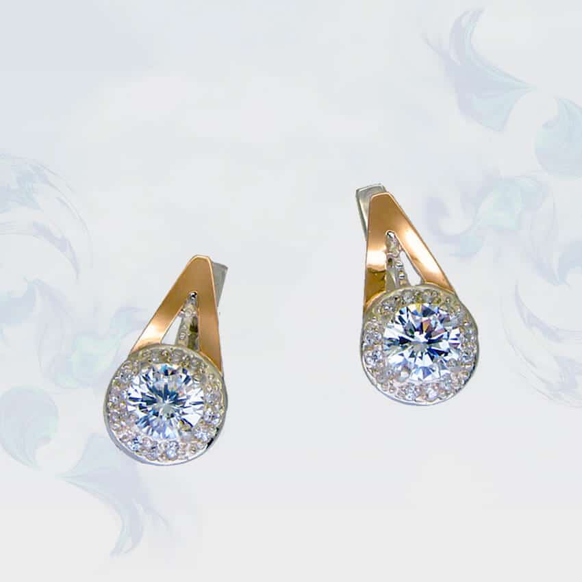 

Серьги из серебра с золотыми вставками SilverUA модель 103