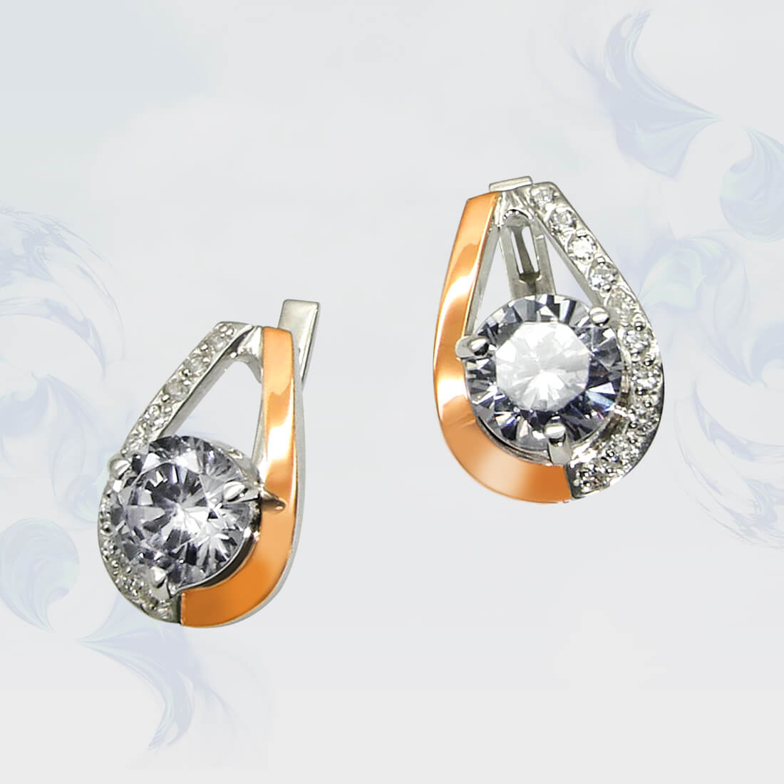 

Серьги из серебра с золотыми вставками SilverUA модель 068