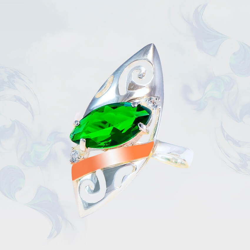 

Кольцо из серебра с золотыми вставками SilverUA модель 191 (размер 19,5)