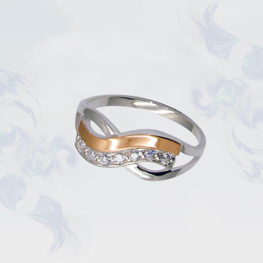 

Кольцо из серебра с золотыми вставками SilverUA модель 077 (размер 19,5)