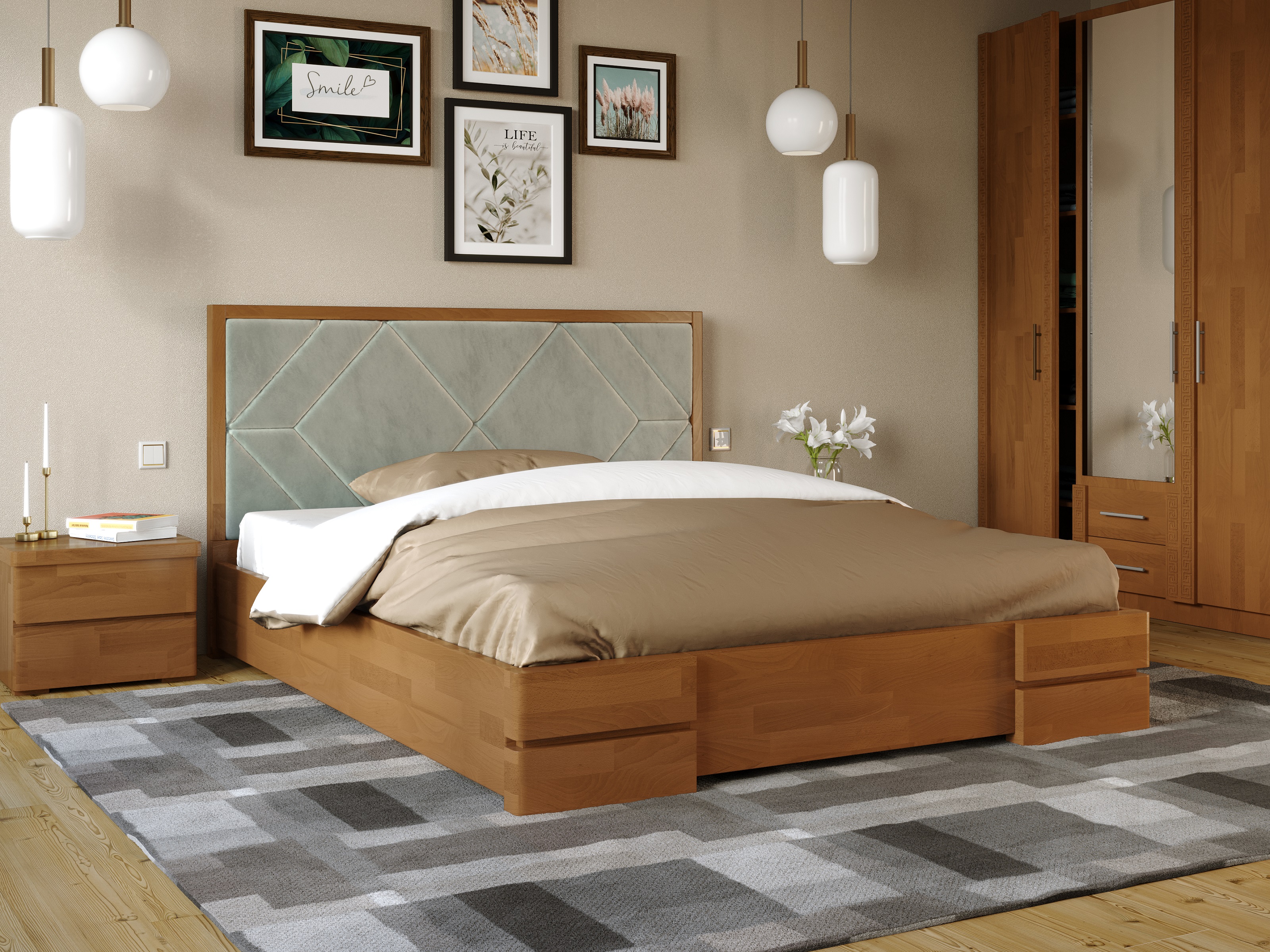 

Кровать Тиффани с механизмом Arbordrev (180*200) бук Орех + Riviera 16