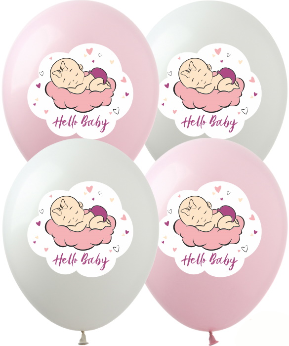 

Шарики 12" «Hello, Baby», девочка, цена за уп.100шт(NR-4)