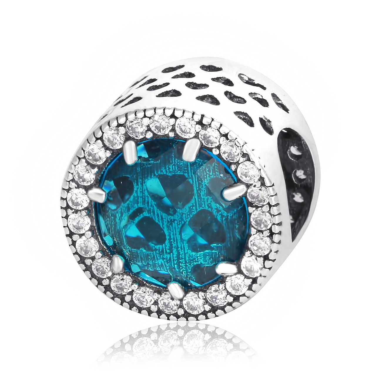 

Серебряный шарм - бусина Silvex 925 "Голубые сияющие сердца" П5ФТ/7002