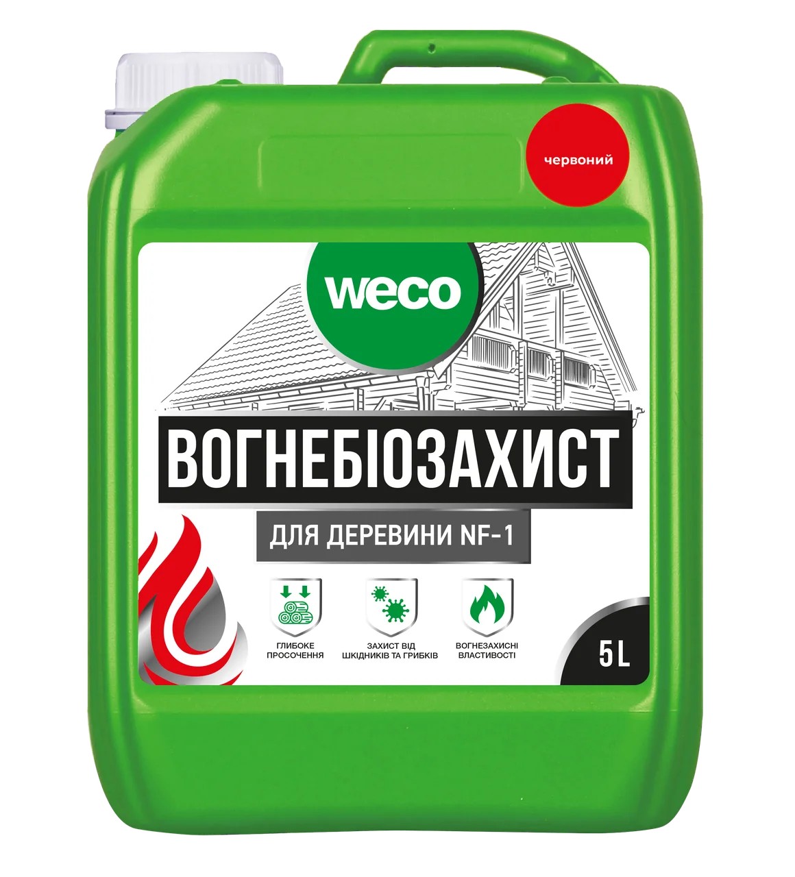 

Огнебиозащита для дерева NF-1 Weco красный 5л