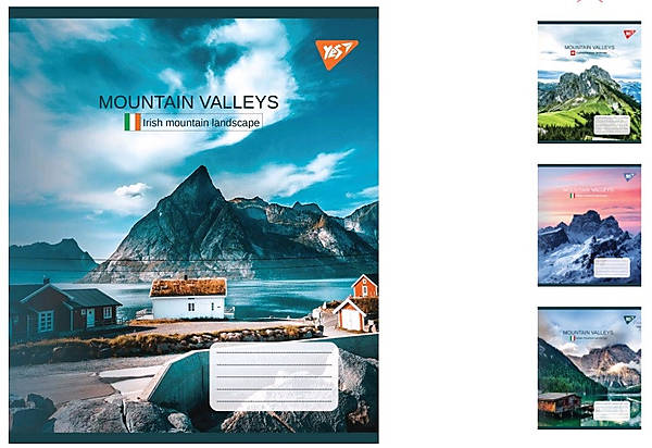 

Тетрадь А5 48 листов в клетку Mountain valleys (10 шт. в упак микс видов) YES (765026)
