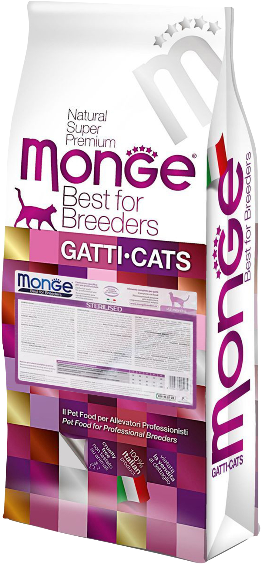 

Сухой корм для котов всех пород Monge Cat Sterilized со вкусом курицы и лосося 10 кг