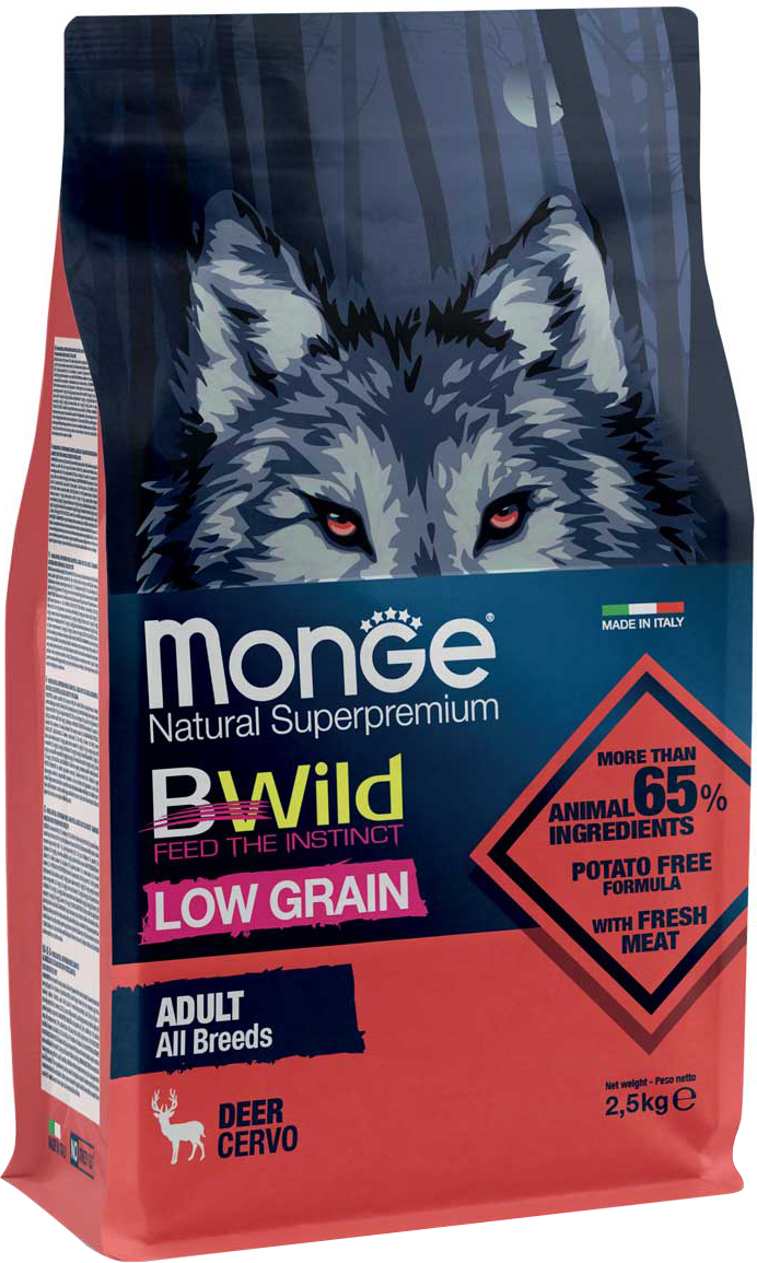 

Сухой корм Monge Dog Bwild Low Grain оленина 2.5 кг