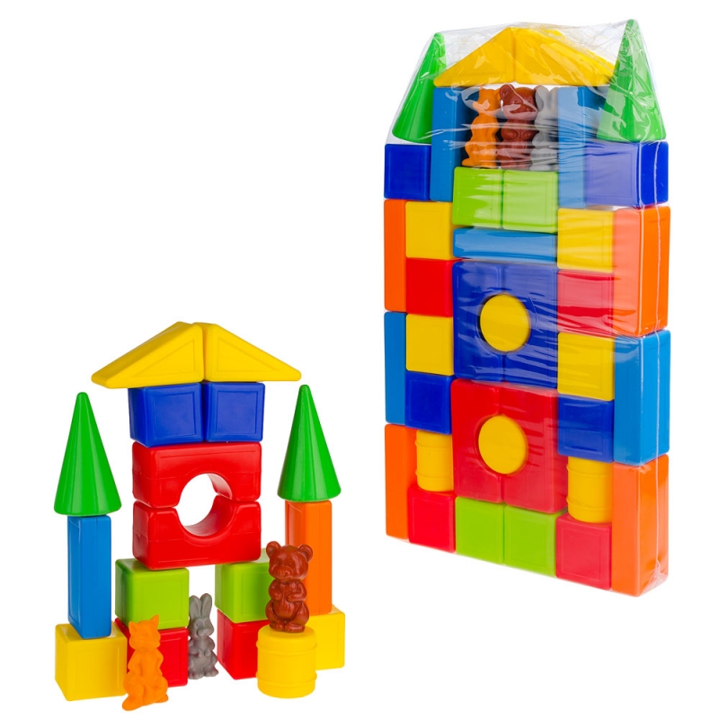 

Детский Конструктор развивающий Теремок Colorplast, Пластиковый набор фигурок, 41 деталь, 44х7х75 см