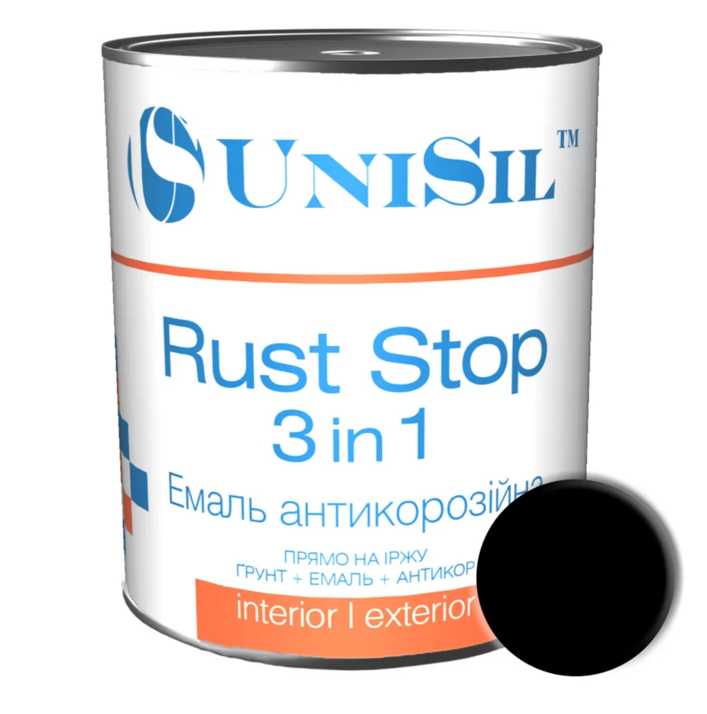 

Эмаль антикоррозионная UniSil Rust Stop 3 in 1 2.5л Черная