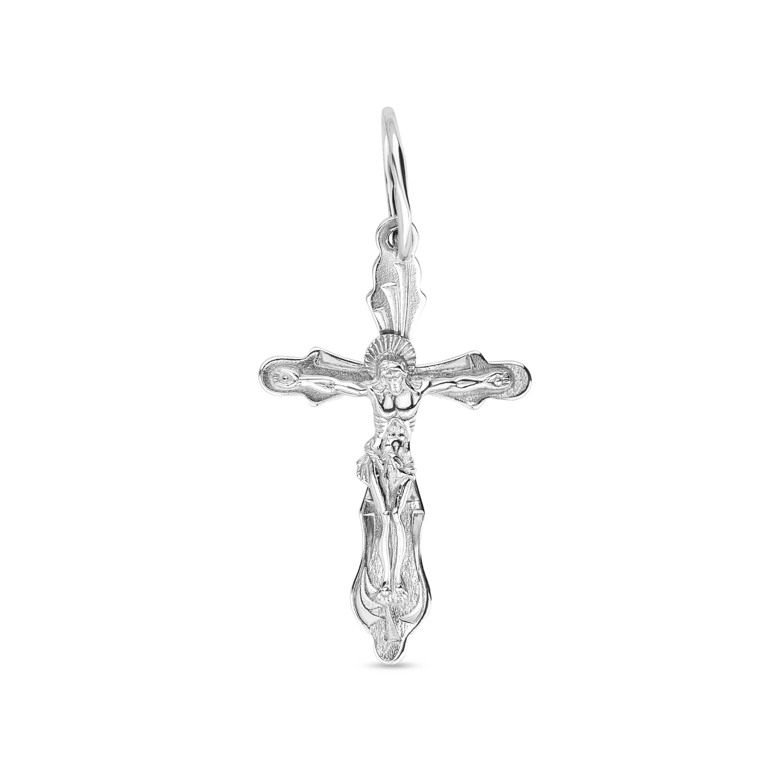 

Серебряный фигурный крестик с распятием КАМЕЯ 39910922.2.311111-R