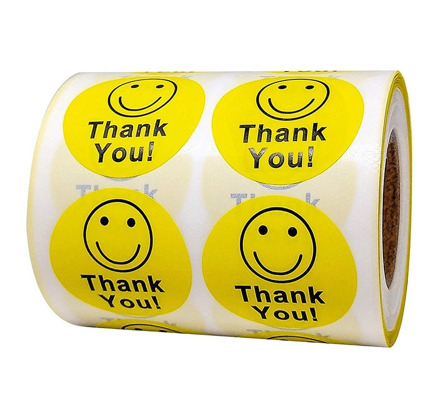 

Наклейки "smile thank you" самоклеящиеся этикетки на упаковку товара 500 шт 2.5 см