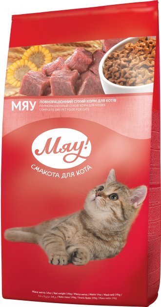 

Сухой полнорационный корм для котов Мяу! с добавкой печени 14 кг