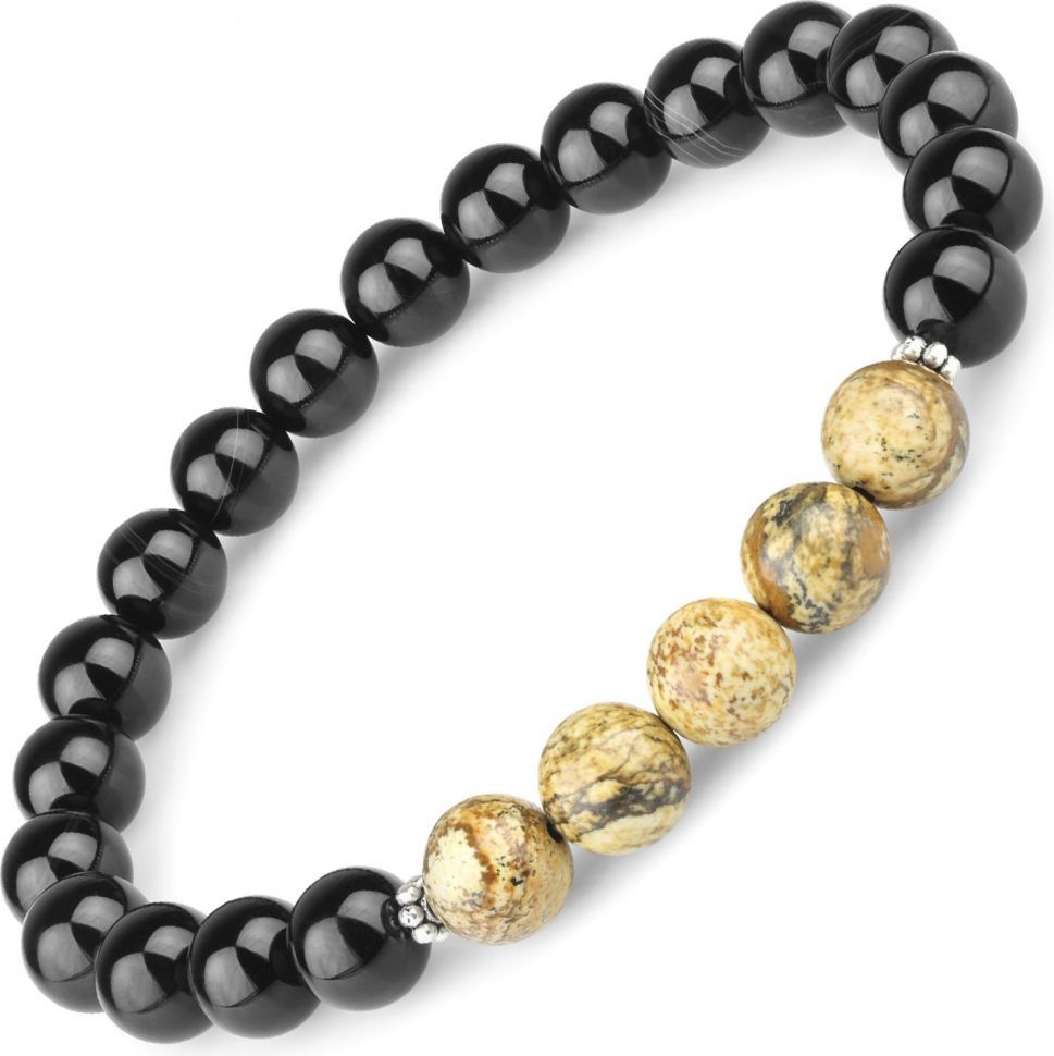 

Браслет на резинке Everiot LNS-8090 из яшмы и оникса