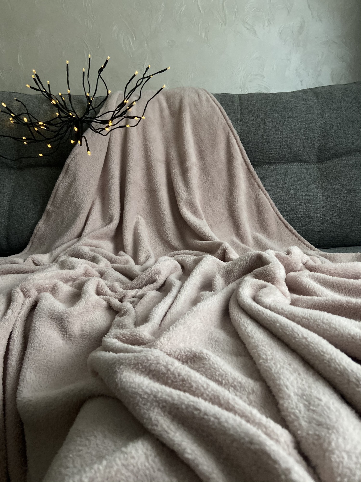 

Плед-покрывало велсофт 180х210 Кремово-розовый