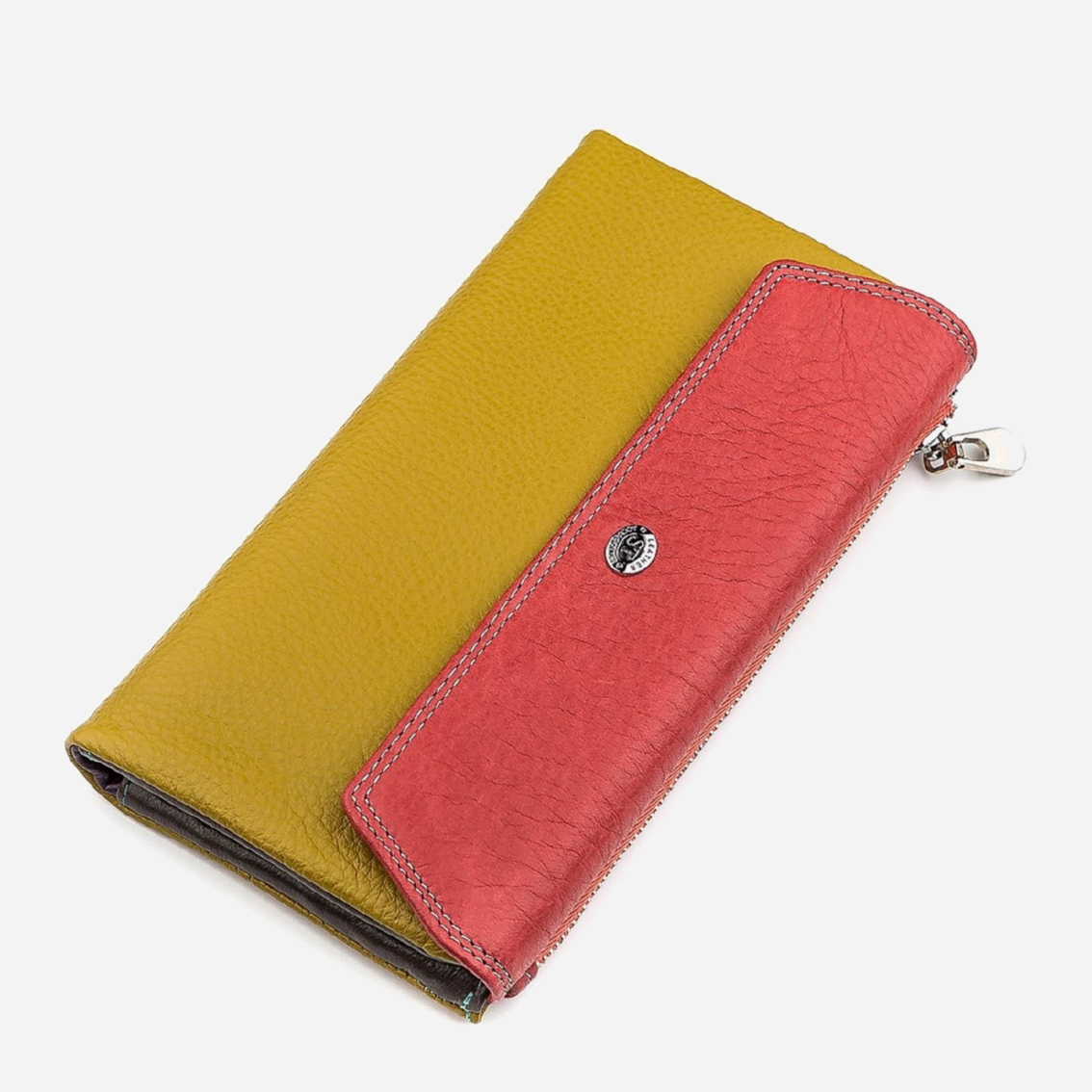 Акція на Гаманець ST Leather Accessories 18407 Жовтий з рожевим від Rozetka