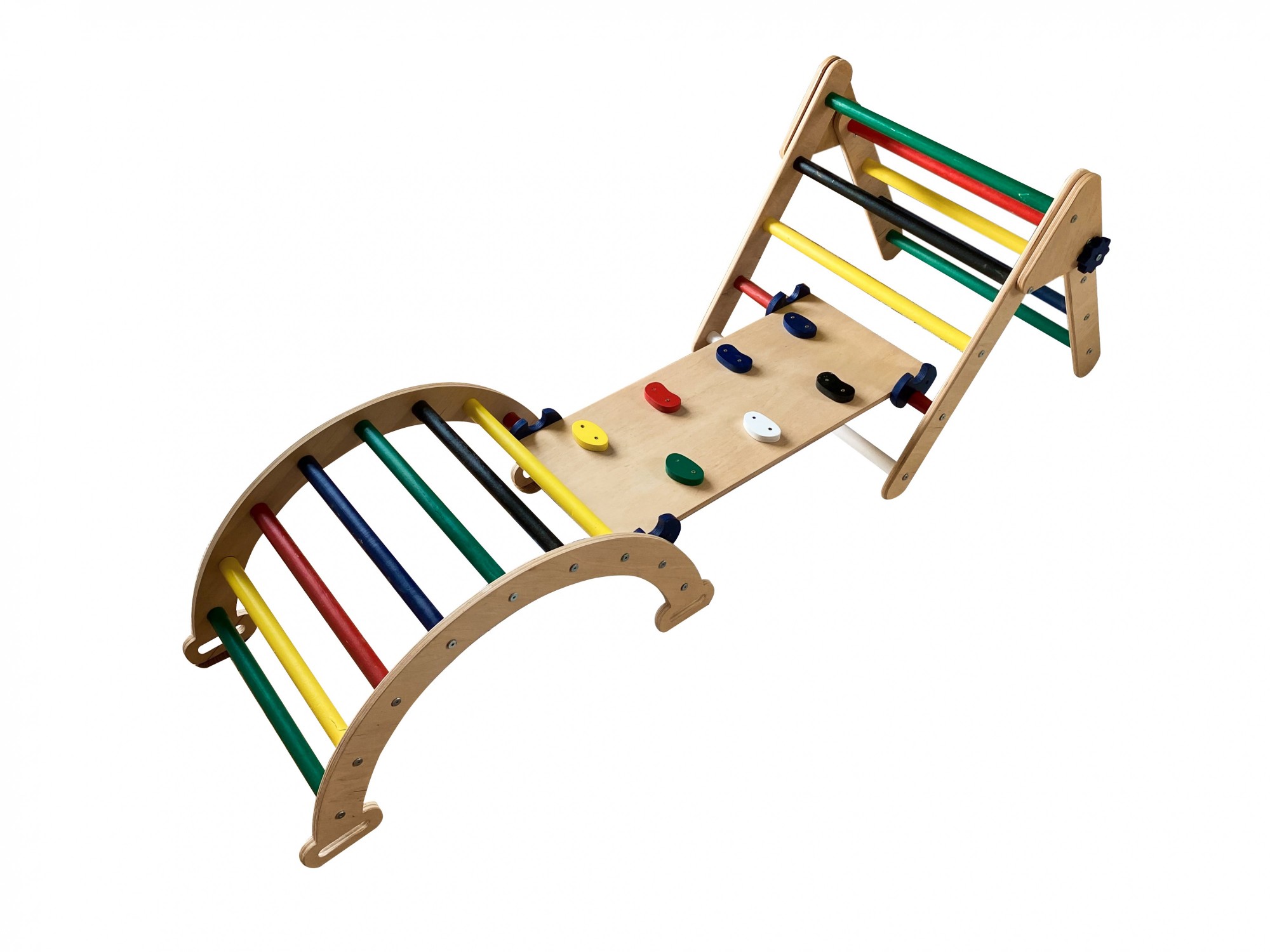 

Дитячий розвиваючий ігровий комплекс (Small) Монтессорі .В набір входить: Трикутник Піклера, гірка-скеледром, місток.(арт. 008) WoodenLikes