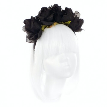 

Венок с черными розами Halloween 19-340BLK