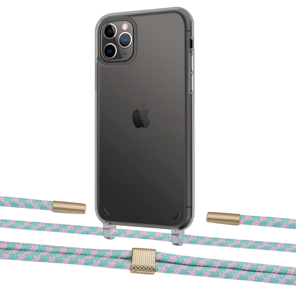 

Чехол Upex Crossbody Protection Case для iPhone 11 Pro Max Dark with Twine Turquoise and Fausset Gold