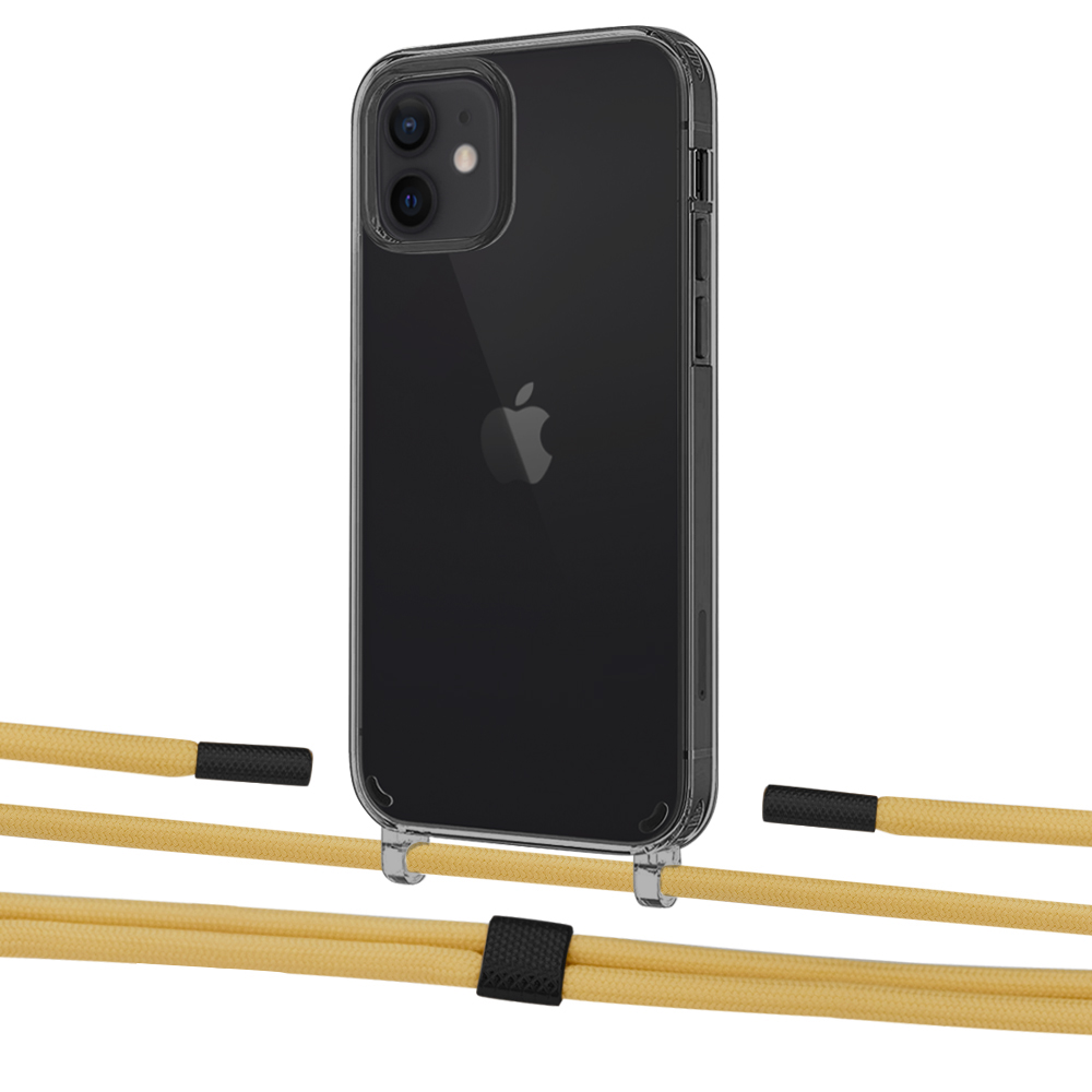 

Чехол Upex Crossbody Protection Case для iPhone 12 mini Dark with Twine Sunflower and Fausset Matte Black