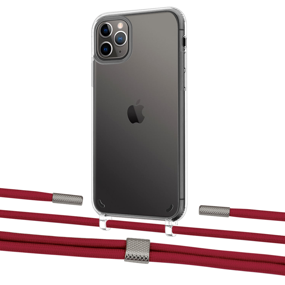 

Чехол Upex Crossbody Protection Case для iPhone 11 Pro Crystal with Twine Red and Fausset Silver