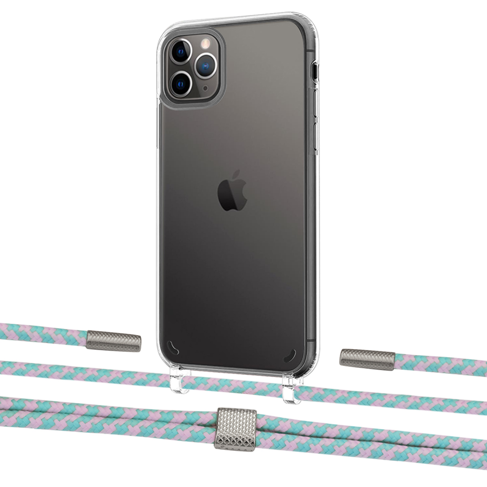 

Чехол Upex Crossbody Protection Case для iPhone 11 Pro Crystal with Twine Turquoise and Fausset Silver