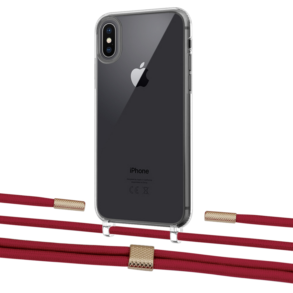 

Чехол Upex Crossbody Protection Case для iPhone XS | X Crystal with Twine Red and Fausset Gold