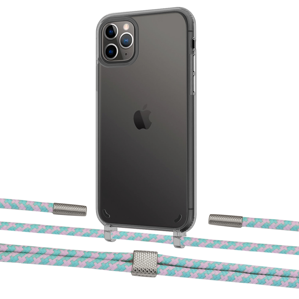 

Чехол Upex Crossbody Protection Case для iPhone 11 Pro Dark with Twine Turquoise and Fausset Silver