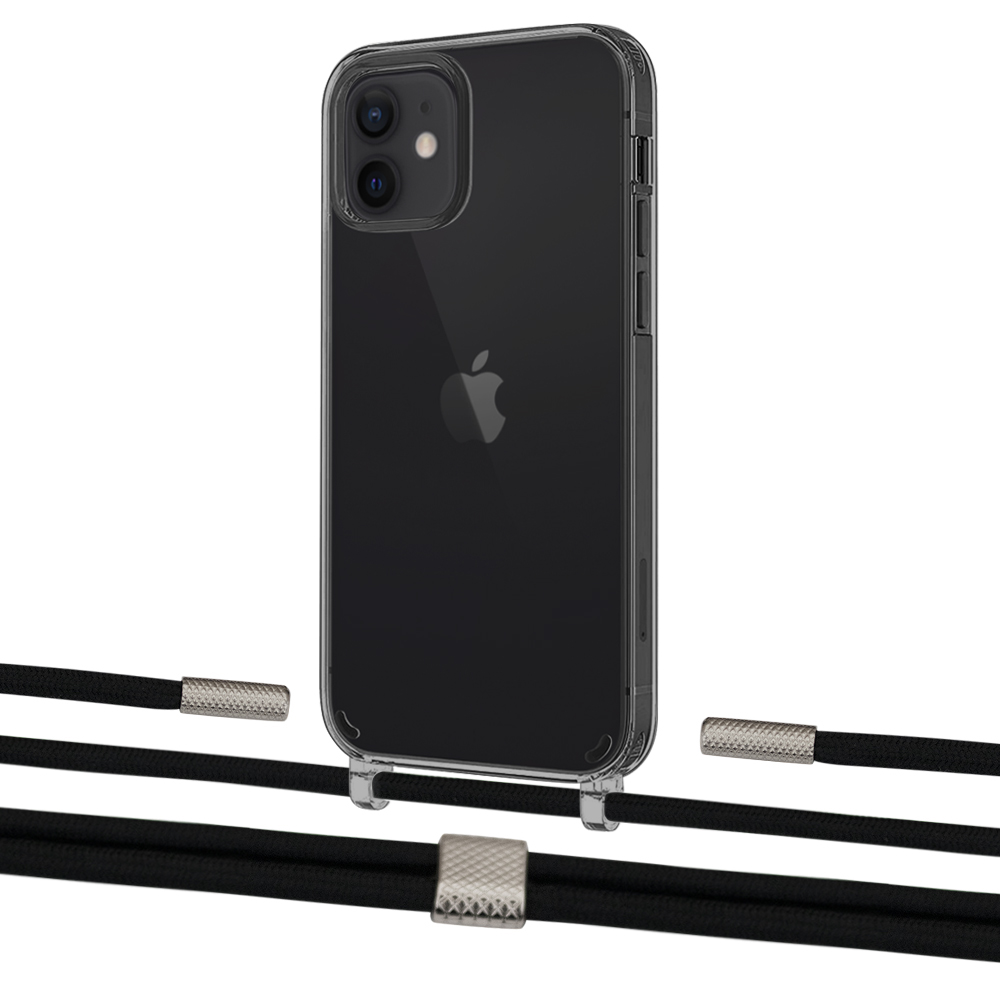 

Чехол Upex Crossbody Protection Case для iPhone 12 | 12 Pro Dark with Twine Black and Fausset Silver